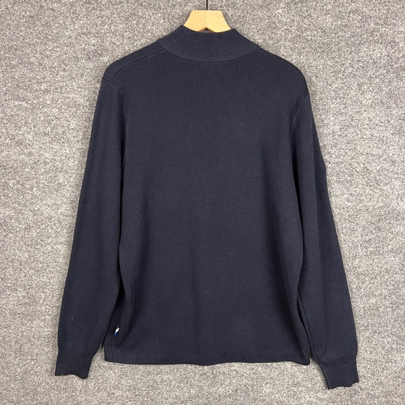 NEW Malbon Golf 1/4 Zip Navy Blue Sweater Knit Top Logo Men's Size  M - Picture 2 of 11